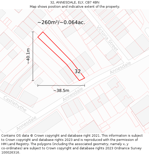 32, ANNESDALE, ELY, CB7 4BN: Plot and title map