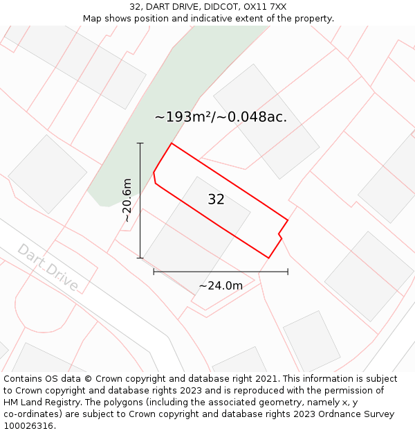 32, DART DRIVE, DIDCOT, OX11 7XX: Plot and title map