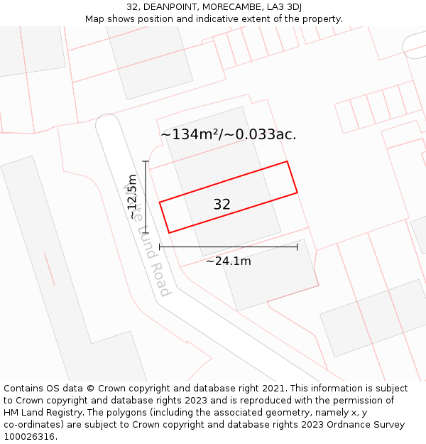 32, DEANPOINT, MORECAMBE, LA3 3DJ: Plot and title map