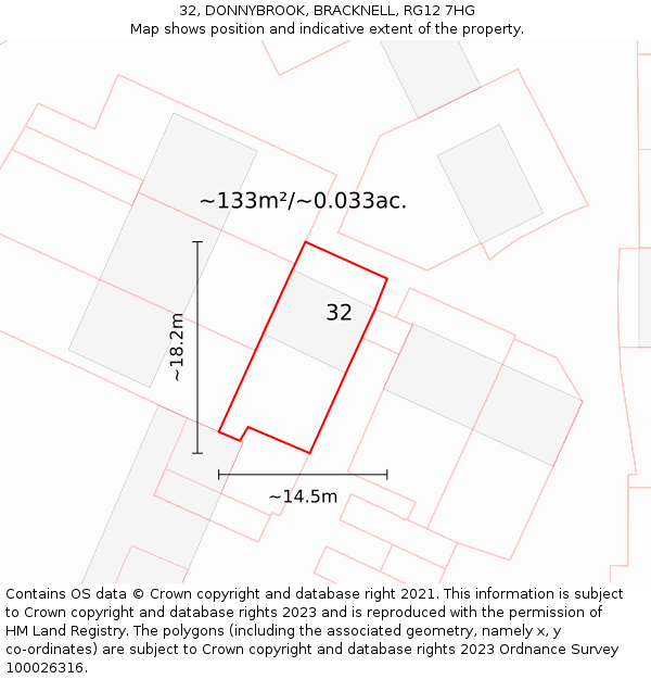 32, DONNYBROOK, BRACKNELL, RG12 7HG: Plot and title map