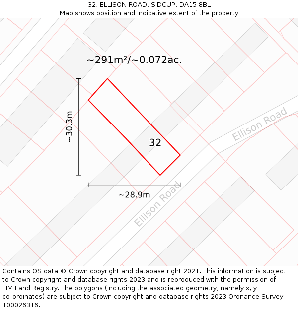 32, ELLISON ROAD, SIDCUP, DA15 8BL: Plot and title map