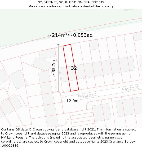 32, FASTNET, SOUTHEND-ON-SEA, SS2 6TX: Plot and title map