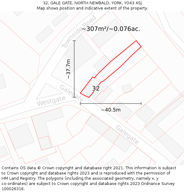 32, GALE GATE, NORTH NEWBALD, YORK, YO43 4SJ: Plot and title map