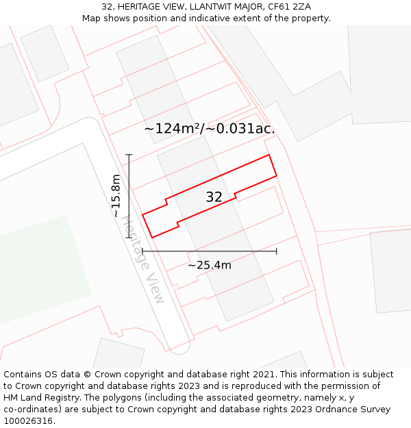 32, HERITAGE VIEW, LLANTWIT MAJOR, CF61 2ZA: Plot and title map