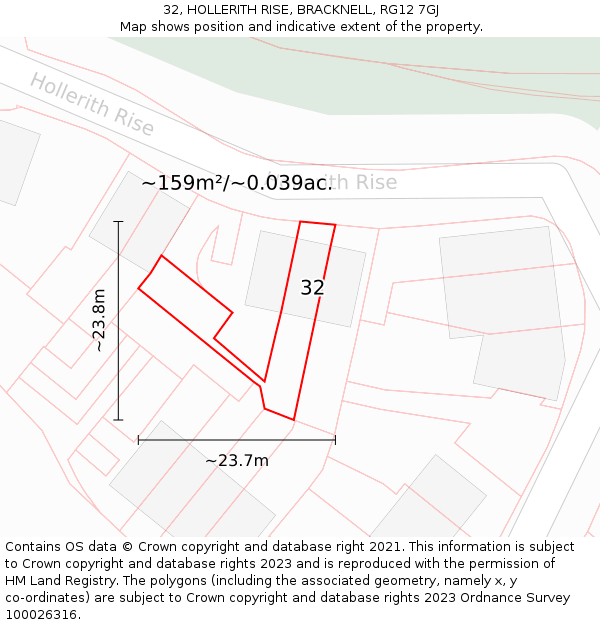 32, HOLLERITH RISE, BRACKNELL, RG12 7GJ: Plot and title map