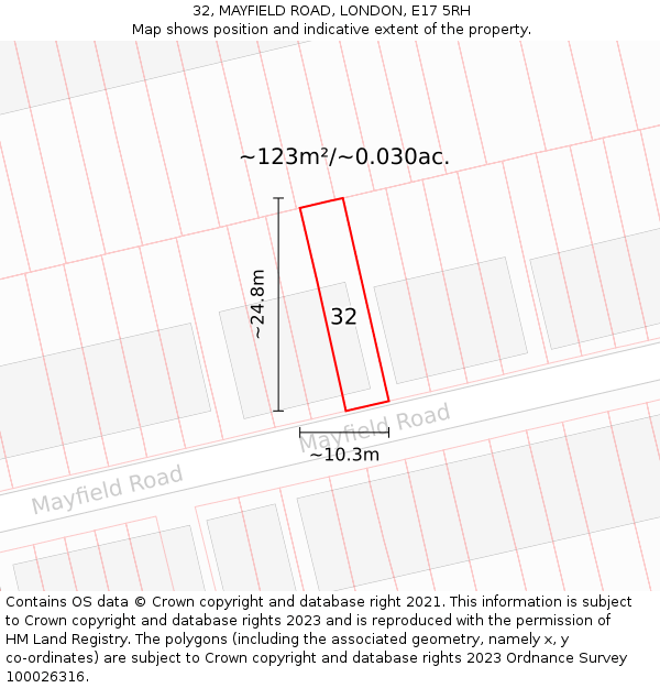 32, MAYFIELD ROAD, LONDON, E17 5RH: Plot and title map