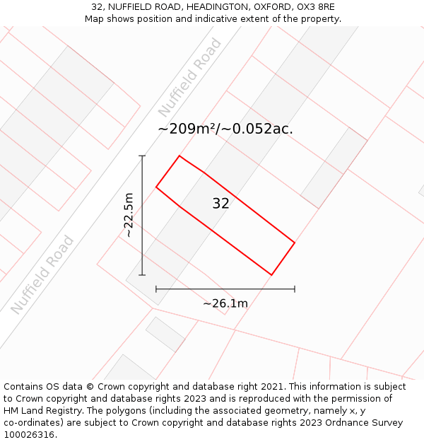 32, NUFFIELD ROAD, HEADINGTON, OXFORD, OX3 8RE: Plot and title map