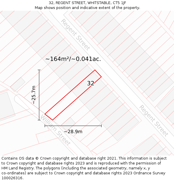 32, REGENT STREET, WHITSTABLE, CT5 1JF: Plot and title map