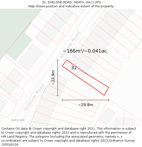 32, SHELONE ROAD, NEATH, SA11 2PS: Plot and title map