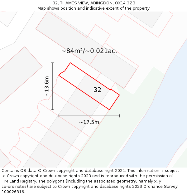 32, THAMES VIEW, ABINGDON, OX14 3ZB: Plot and title map