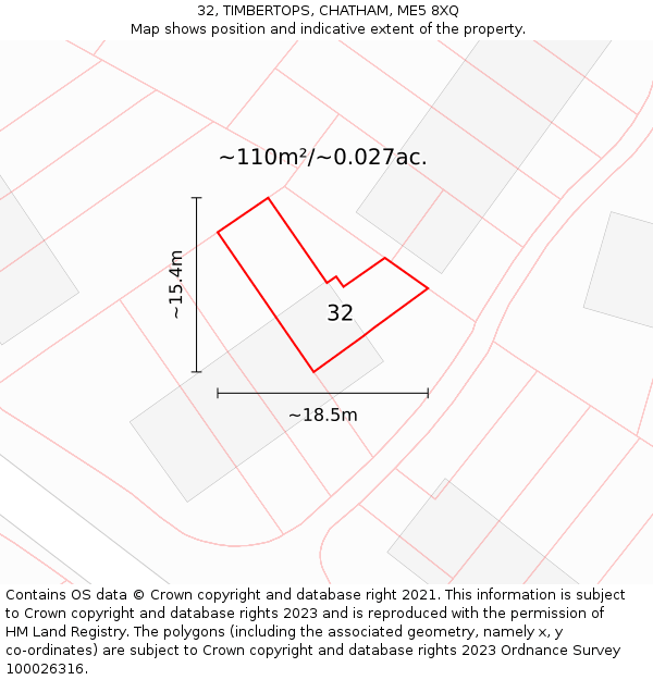 32, TIMBERTOPS, CHATHAM, ME5 8XQ: Plot and title map