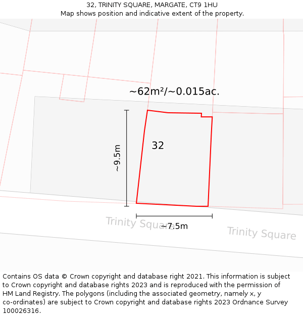 32, TRINITY SQUARE, MARGATE, CT9 1HU: Plot and title map