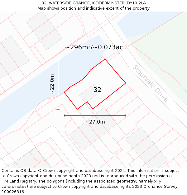 32, WATERSIDE GRANGE, KIDDERMINSTER, DY10 2LA: Plot and title map