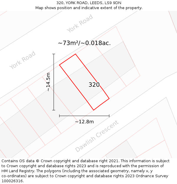 320, YORK ROAD, LEEDS, LS9 9DN: Plot and title map