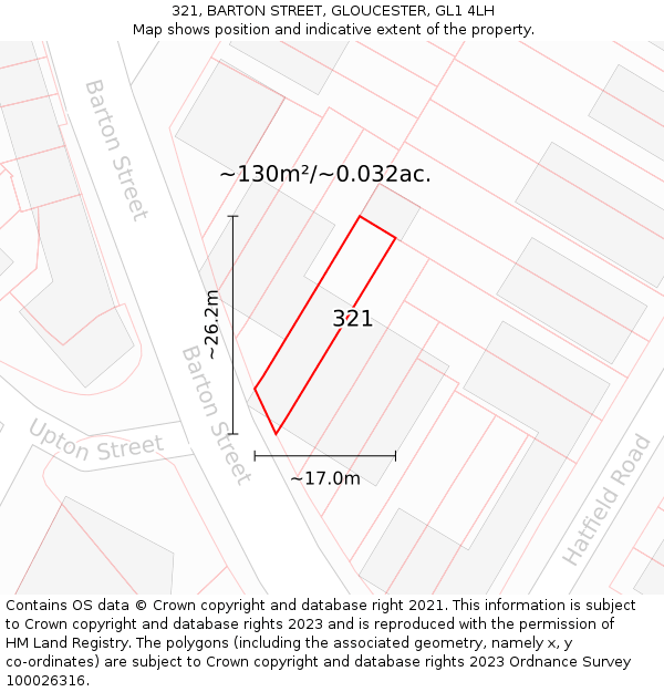 321, BARTON STREET, GLOUCESTER, GL1 4LH: Plot and title map