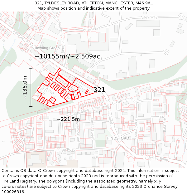 321, TYLDESLEY ROAD, ATHERTON, MANCHESTER, M46 9AL: Plot and title map