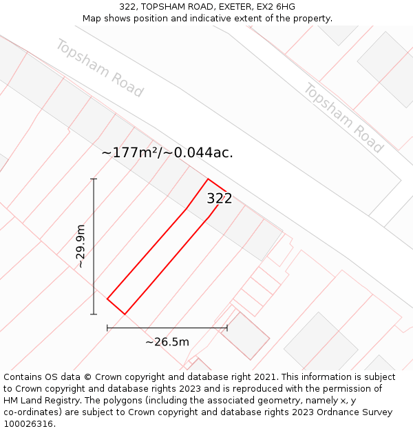 322, TOPSHAM ROAD, EXETER, EX2 6HG: Plot and title map