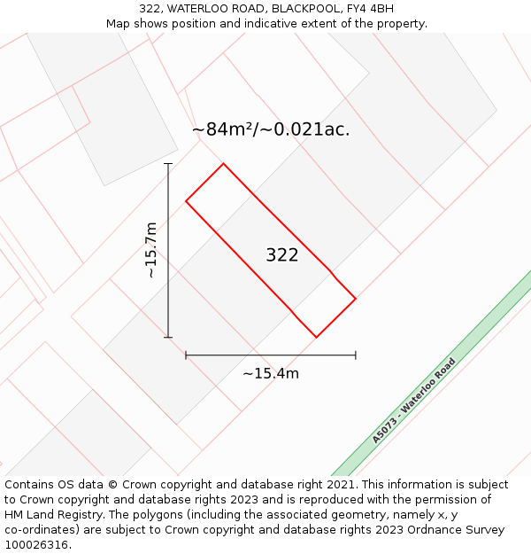 322, WATERLOO ROAD, BLACKPOOL, FY4 4BH: Plot and title map