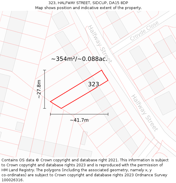 323, HALFWAY STREET, SIDCUP, DA15 8DP: Plot and title map