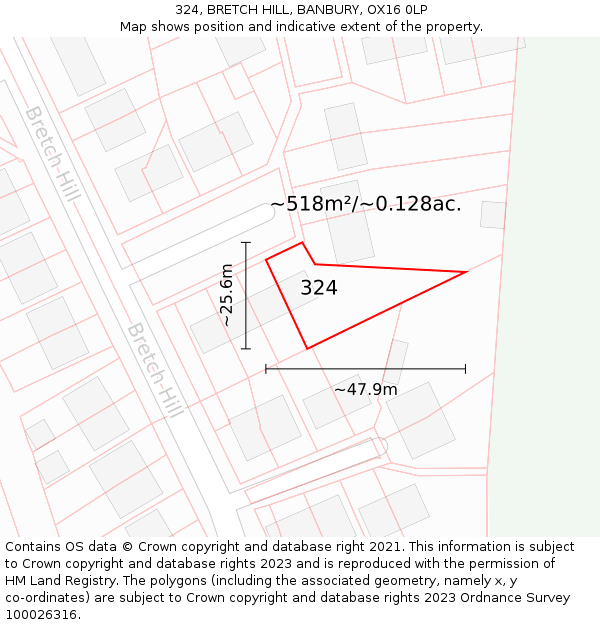 324, BRETCH HILL, BANBURY, OX16 0LP: Plot and title map