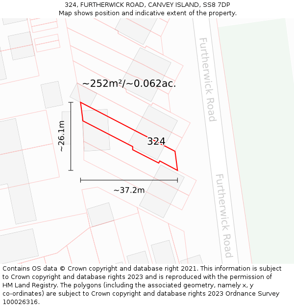 324, FURTHERWICK ROAD, CANVEY ISLAND, SS8 7DP: Plot and title map