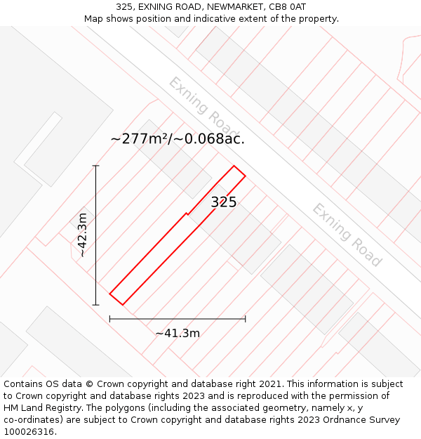 325, EXNING ROAD, NEWMARKET, CB8 0AT: Plot and title map