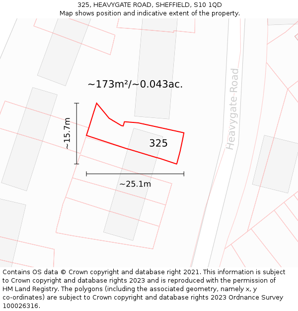325, HEAVYGATE ROAD, SHEFFIELD, S10 1QD: Plot and title map