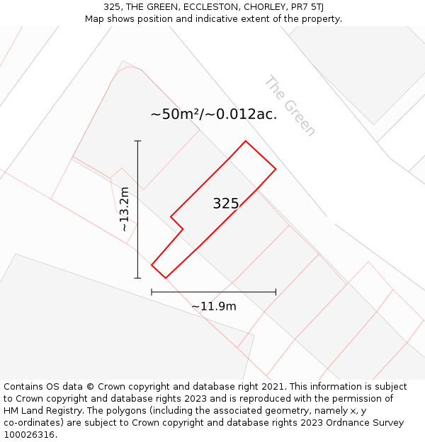 325, THE GREEN, ECCLESTON, CHORLEY, PR7 5TJ: Plot and title map