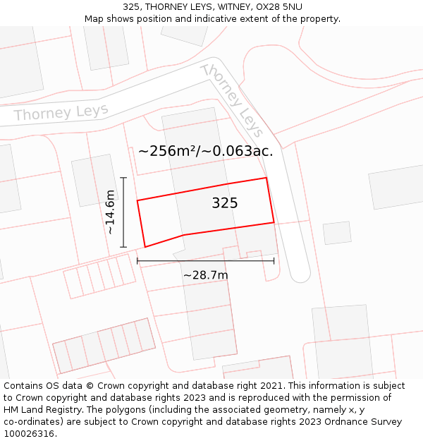325, THORNEY LEYS, WITNEY, OX28 5NU: Plot and title map