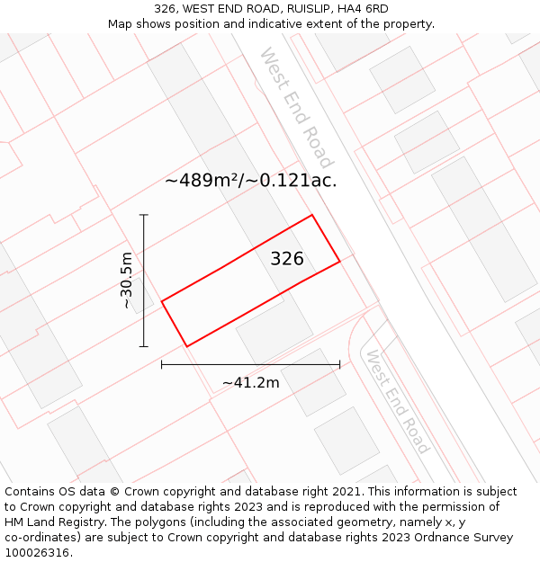 326, WEST END ROAD, RUISLIP, HA4 6RD: Plot and title map