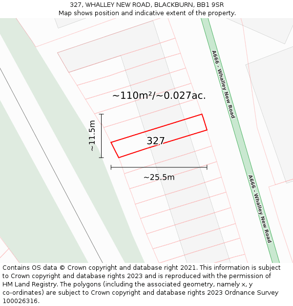 327, WHALLEY NEW ROAD, BLACKBURN, BB1 9SR: Plot and title map