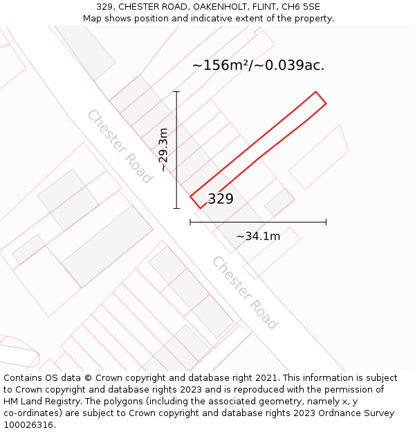 329, CHESTER ROAD, OAKENHOLT, FLINT, CH6 5SE: Plot and title map