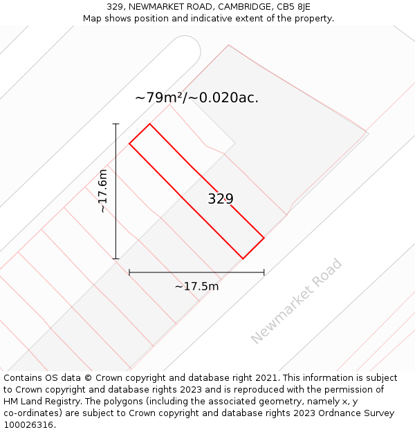 329, NEWMARKET ROAD, CAMBRIDGE, CB5 8JE: Plot and title map
