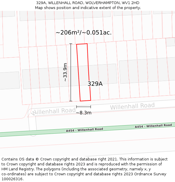 329A, WILLENHALL ROAD, WOLVERHAMPTON, WV1 2HD: Plot and title map