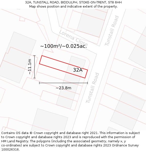 32A, TUNSTALL ROAD, BIDDULPH, STOKE-ON-TRENT, ST8 6HH: Plot and title map