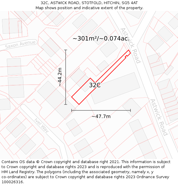 32C, ASTWICK ROAD, STOTFOLD, HITCHIN, SG5 4AT: Plot and title map