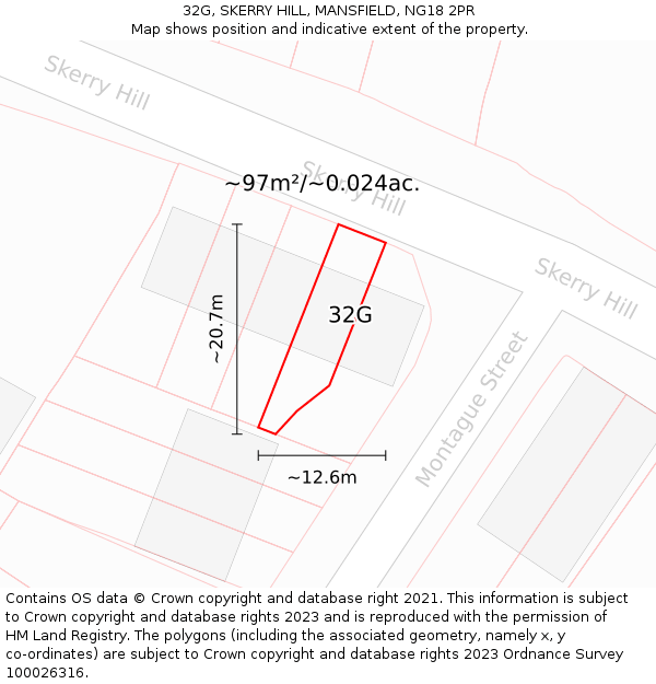 32G, SKERRY HILL, MANSFIELD, NG18 2PR: Plot and title map