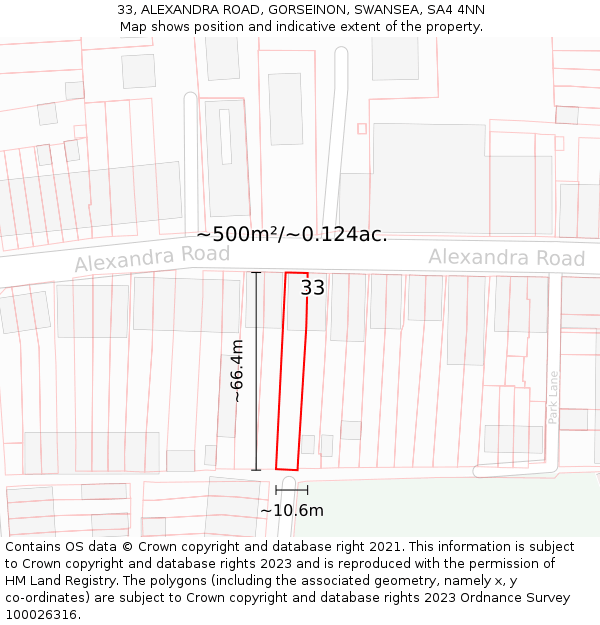 33, ALEXANDRA ROAD, GORSEINON, SWANSEA, SA4 4NN: Plot and title map