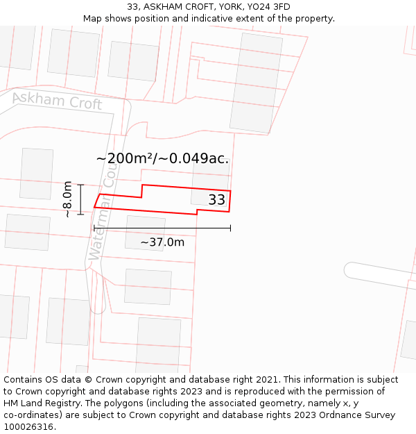 33, ASKHAM CROFT, YORK, YO24 3FD: Plot and title map