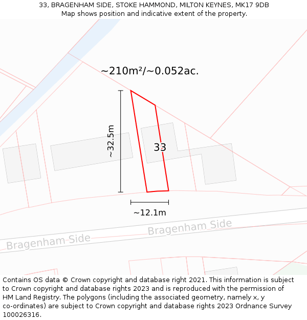 33, BRAGENHAM SIDE, STOKE HAMMOND, MILTON KEYNES, MK17 9DB: Plot and title map