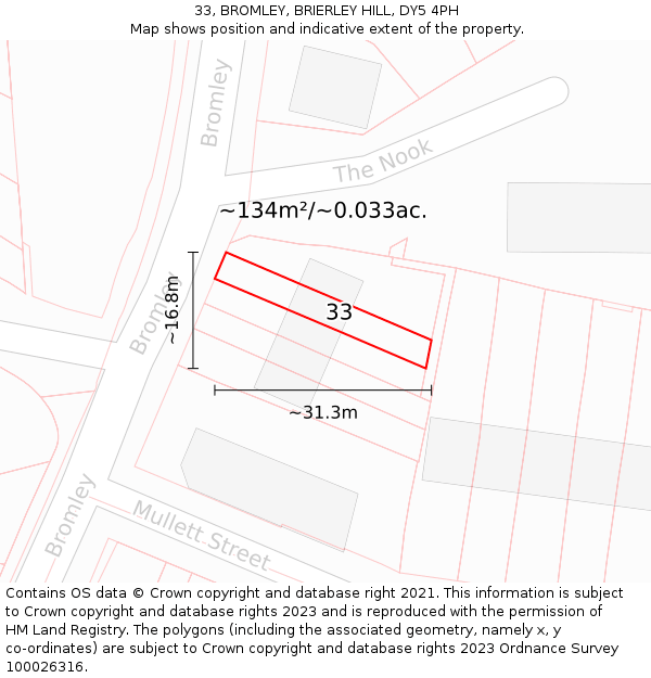 33, BROMLEY, BRIERLEY HILL, DY5 4PH: Plot and title map