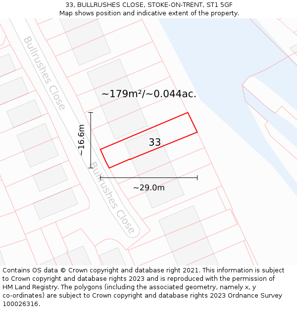 33, BULLRUSHES CLOSE, STOKE-ON-TRENT, ST1 5GF: Plot and title map