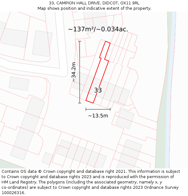 33, CAMPION HALL DRIVE, DIDCOT, OX11 9RL: Plot and title map