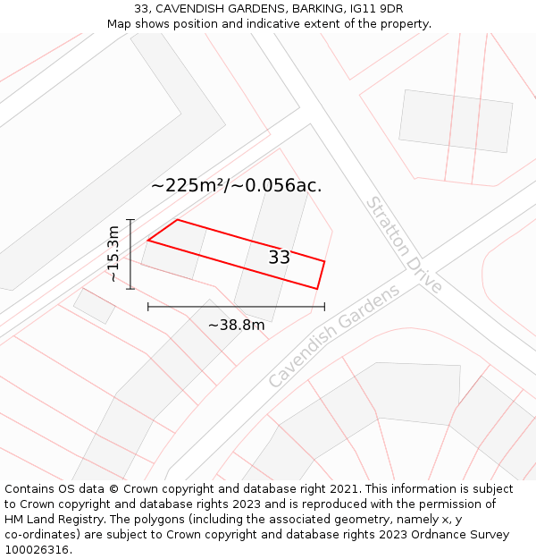 33, CAVENDISH GARDENS, BARKING, IG11 9DR: Plot and title map