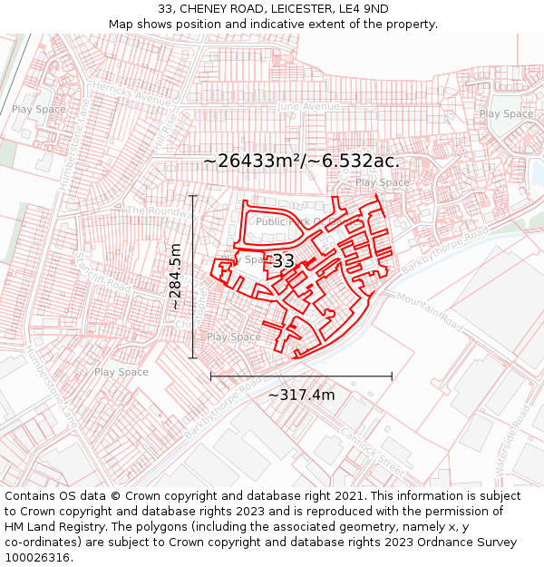 33, CHENEY ROAD, LEICESTER, LE4 9ND: Plot and title map