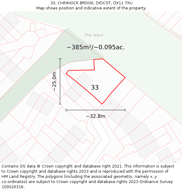33, CHINNOCK BROOK, DIDCOT, OX11 7XU: Plot and title map