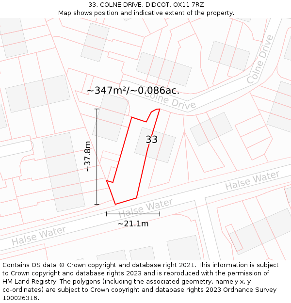 33, COLNE DRIVE, DIDCOT, OX11 7RZ: Plot and title map