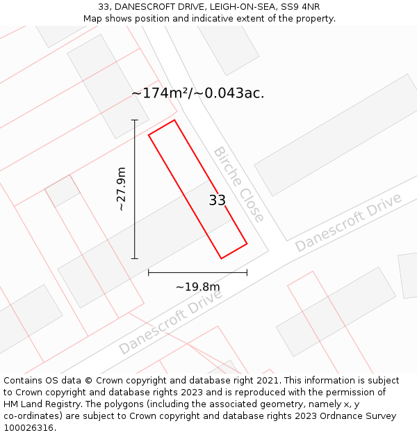 33, DANESCROFT DRIVE, LEIGH-ON-SEA, SS9 4NR: Plot and title map
