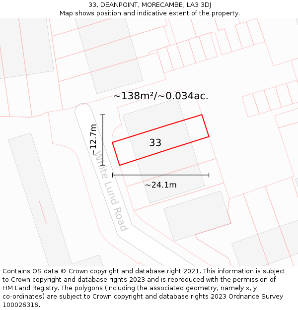 33, DEANPOINT, MORECAMBE, LA3 3DJ: Plot and title map