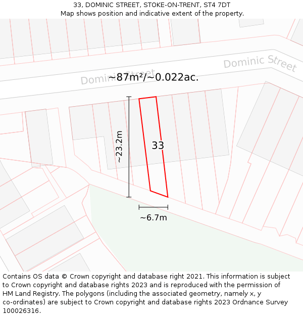 33, DOMINIC STREET, STOKE-ON-TRENT, ST4 7DT: Plot and title map